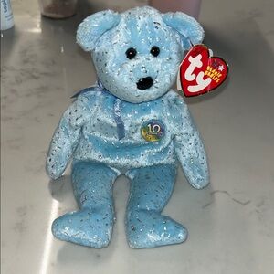 Ty Light Blue Sparkle Bear 10 yr anniversary edition - Decade